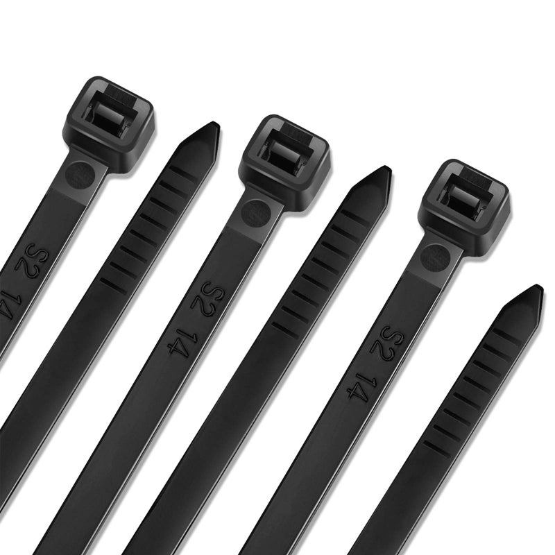 VAMRONE UL Listed Heavy Duty Cable Zip Ties 10 Inch, 200Pcs Industrial Nylon Self Locking Wire Tie Wraps with 50 lbs Tensile Strength, UV & Heat Resistant for Home Office Garage Multiple Use - Black - Image 1
